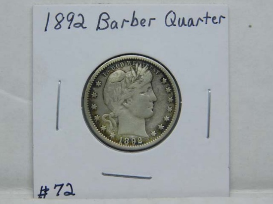 1892 BARBER QUARTER VF