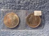 1884,1921D, MORGAN DOLLARS (2-COINS) AU-UNC