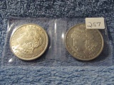 1921,21D, MORGAN DOLLARS (2-COINS) AU-BU