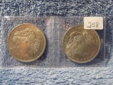1921,21D, MORGAN DOLLARS (2-COINS) AU-BU