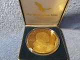 2000 4-OZ. .999 SILVER GOLD PLATED SACAGAWEA ROUND IN HOLDER