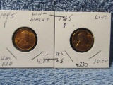 1945,65, LINCOLN CENTS (2-COINS) BU RED