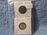 1955S ROOSEVELT DIME & 1925D,BLANK, LINCOLN CENTS (3-COINS)