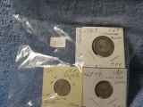 3 CANADIAN SILVER COINS & 1864,1894 INDIAN HEAD CENTS