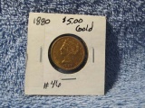 1880 $5. LIBERTY HEAD GOLD PIECE XF