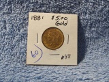 1881 $5. LIBERTY HEAD GOLD PIECE UNC