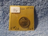 1845 $5. LIBERTY GOLD AU+