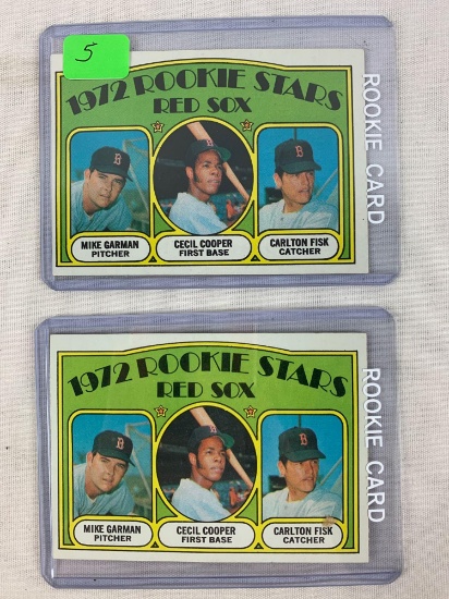 Carlton Fisk (Rookie) 1972 Topps cards (2)