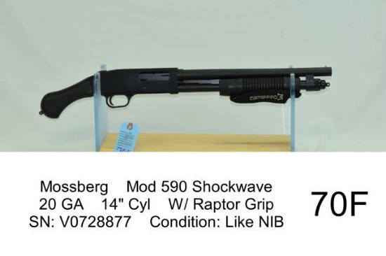 Mossberg    Mod 590 Shockwave    20 GA    14" Cyl    W/ Raptor Grip    SN: V0728877    Condition: Li