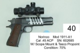 Norinco    Mod 1911-A1    Cal .45 ACP    SN: 602685    W/ Scope Mount & Tasco Propoint    Condition: