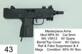 Masterpiece Arms    Mod MPA 30    Cal 9mm    SN: V9512    W/ Spare Barrel/Top Cover    W/ Optics Rai