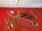 Assorted nippers, hand tools, saw, sauter irons and more