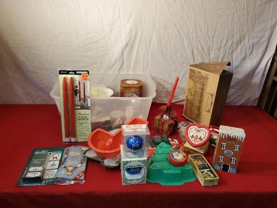Various Christmas items with small tote included