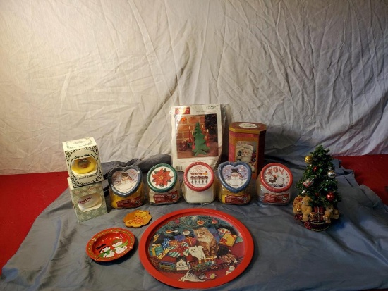 Nice lot of assorted Christmas Decor, and crosstitch