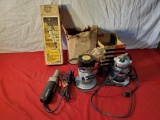 Vintage Power tool lot, 2 routers and variable speed rotary die grinder