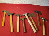 8- hammers, hammer hatchets and mini sledge, some appear unused