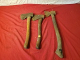2 CAMP AXES AND SHORT HANDLE BROAD AXE