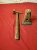 pair of blacksmithing hammers, one needs handle