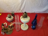 Vintage lamps, and chimneys