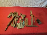 Asst plane parts, saw vise, and misc tools