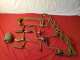 Braces, chain, and large c clamp