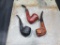 3 pipes, Carved wood fleetwood genuine Briar, Wood Black no markings, Wood no markings