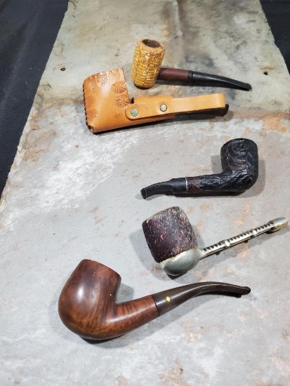 5 pipes, Imported Briar R, Thermofilter imported Briar Italy wood pipe, In leather APK Dr. Grabow