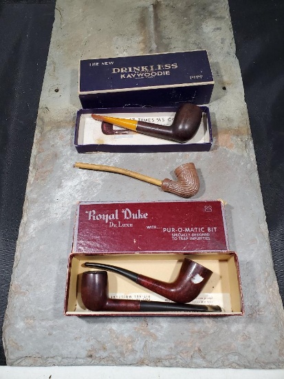 2 pipes with boxes Royal Duke box, Yello-bole cured with real honey imported Briar cracked, #2029