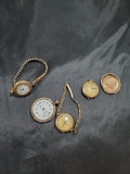 Women's watches Two watches and 2 pocket watches Hampden no glass or hands 2838092 front is broken,