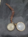 Elgin missing glass cant remove back, westclox scotty leather pocket chain cant remove back