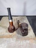 Avon windjammer aftershave glass man shaped pipe and Avon Taiwinds after shave pipe