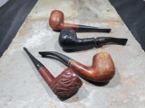4 pipes Wood imported Briar, Wood carved willard imported Briar, Wood Medico medalist improted