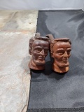 2 carved Abe Lincoln pipes, Algeria briar made in France