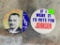 Pair of Vintage LBJ Campaign Buttons, large, see photo with penny for size reference