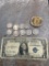 American Revolution 1972 Bronze Coin, 1935 Silver Certificate, and 9 NO Date Buffalo Nickels
