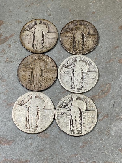 Collection Starter of Standing Liberty Quarters, 1925, 1926-S, 1927, 1928, 1928-S and 1929