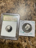 1972 S Kennedy Half Dollar, and 2009-S Proof Jefferson nickel