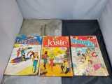 3- Vintage Comic Books, 12 cent Josie, 12 cent Life with Archie and 15 cent Windy and Willy