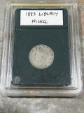 1883 Liberty V Nickel (without cents) in snap case