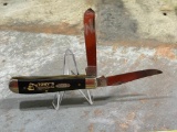 Case 2207SS 2 blade trapper pocket knife, with advertising etched on side