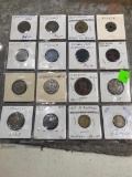 16 Assorted Foreign Coins in 2 x 2 flips