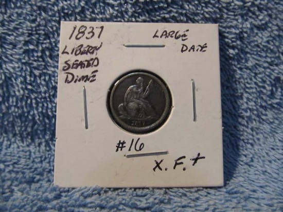 1837 SEATED DIME XF