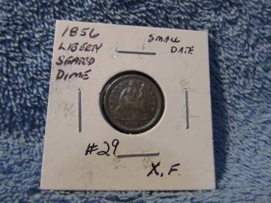 1856 SM. DATE SEATED DIME XF