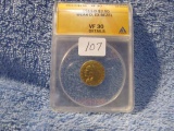 1911D WEAK-D $2.50 INDIAN HEAD GOLD ANACS VF30-DETAILS EX-BEZEL