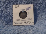 1838 SEATED HALF DIME VG+