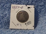 1857O SEATED QUARTER G+