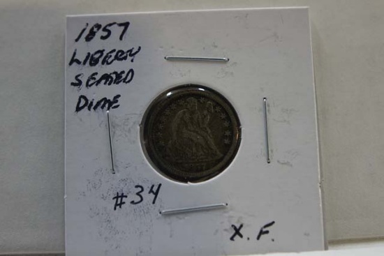 1857 SEATED DIME XF