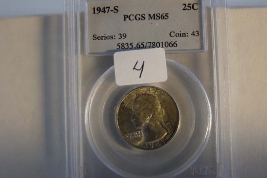 1947S WASHINGTON QUARTER PCGS MS65