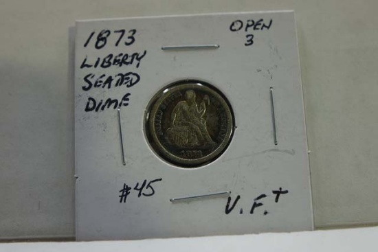 1873 SEATED DIME VF+