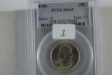 1939 WASHINGTON QUARTER PCGS MS65